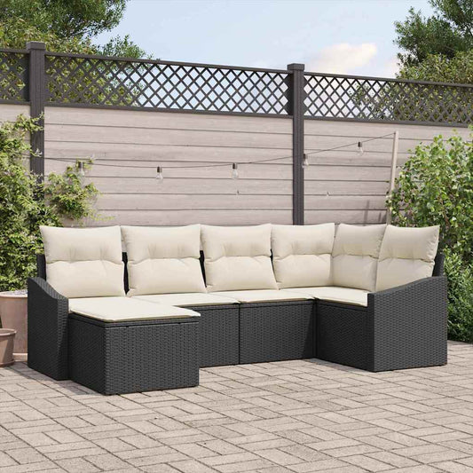 Set da Pranzo per Giardino con cuscino 6 pcs Nero e Crema