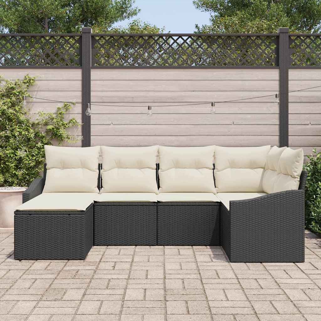 Set da Pranzo per Giardino 6 pz Nero e Crema