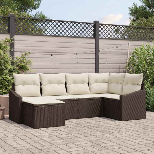 Set da Pranzo per Giardino con cuscino 6 pcs Marrone e Crema