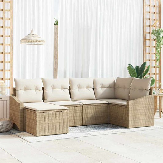 Set da Pranzo per Giardino con cuscino 6 pcs Beige e Crema