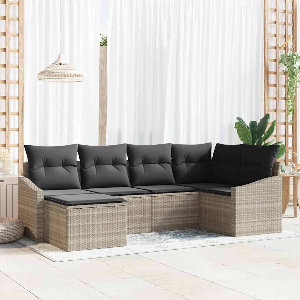 Set da Pranzo per Giardino 6 pz Grigio chiaro