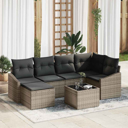 Set da Pranzo per Giardino 7 pz Grigio chiaro