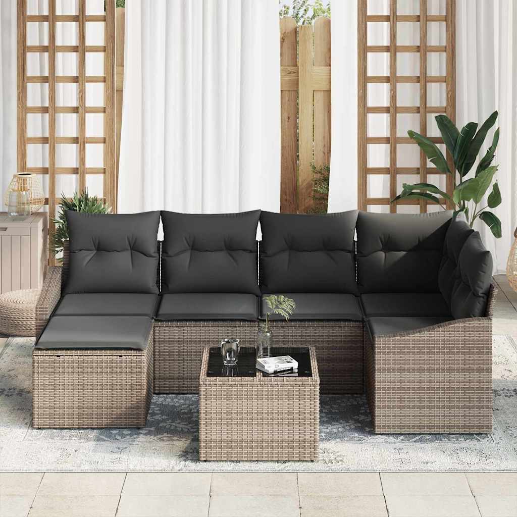 Set da Pranzo per Giardino 7 pz Grigio chiaro