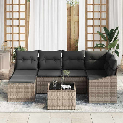 Set da Pranzo per Giardino 7 pz Grigio chiaro
