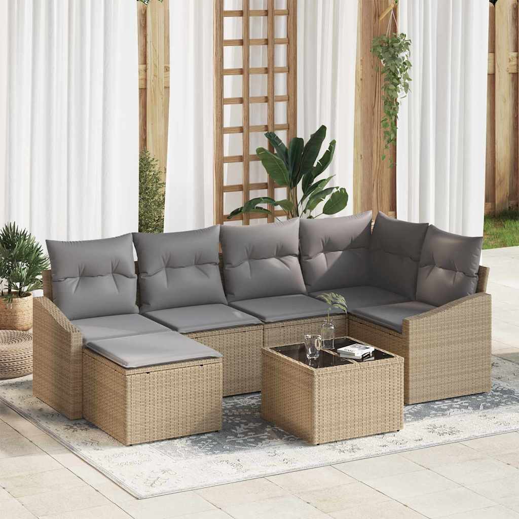 Set da Pranzo per Giardino 7 pcs Beige e Grigio Chiaro | homemem39