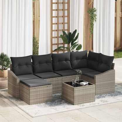 Set da Pranzo per Giardino 7 pz Grigio chiaro