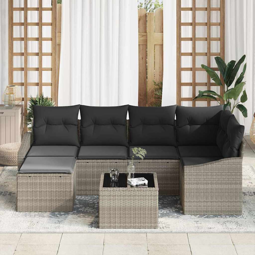 Set da Pranzo per Giardino 7 pz Grigio chiaro