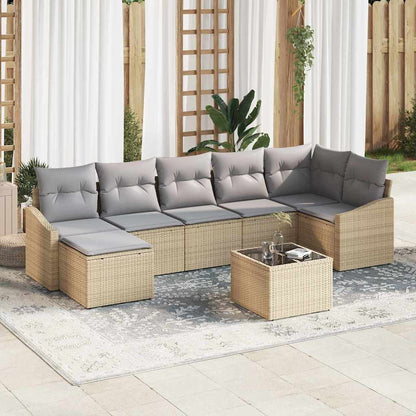 Set Divano da Giardino 8 pcs Beige e Grigio Chiaro polyrattan | homemem39