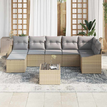 Set Divano da Giardino 8 pcs Beige e Grigio Chiaro polyrattan | homemem39