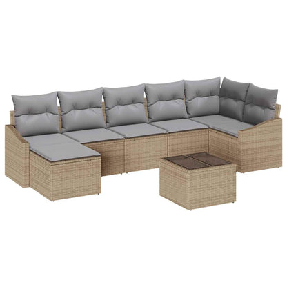 Set Divano da Giardino 8 pcs Beige e Grigio Chiaro polyrattan | homemem39