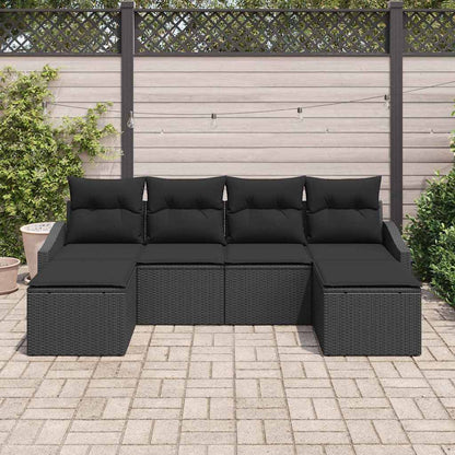 Set da Pranzo per Giardino con cuscino 6 pcs Nero - homemem39