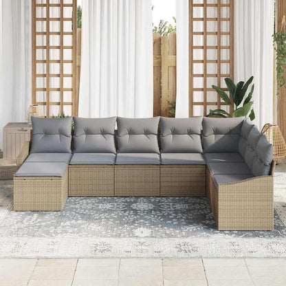 Set Divano da Giardino 8 pcs Beige e Grigio Chiaro polyrattan | homemem39