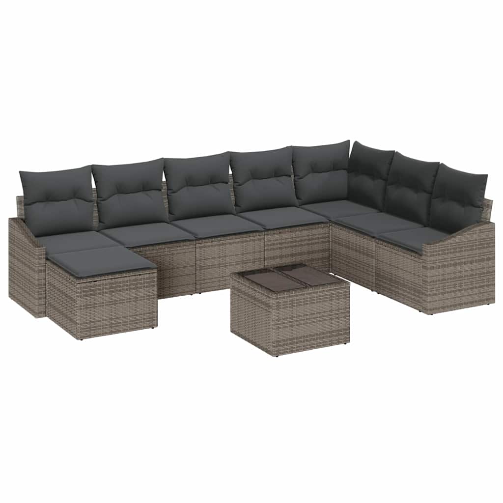 Set Divano da Giardino 8 pcs Grigio chiaro polyrattan