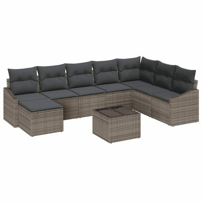 Set Divano da Giardino 8 pcs Grigio chiaro polyrattan