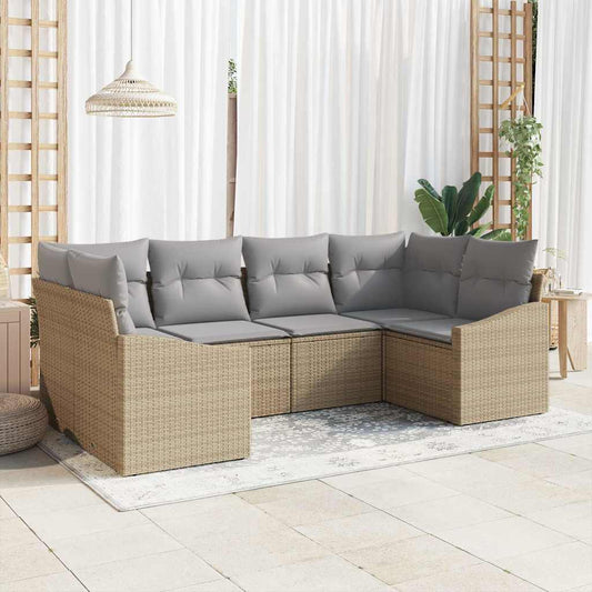 Set Divano da Giardino 6 pcs Beige e Grigio Chiaro polyrattan