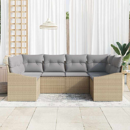 Set Divano da Giardino 6 pcs Beige e Grigio Chiaro polyrattan | homemem39