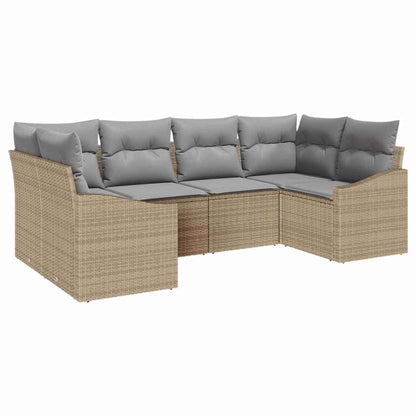 Set Divano da Giardino 6 pcs Beige e Grigio Chiaro polyrattan | homemem39