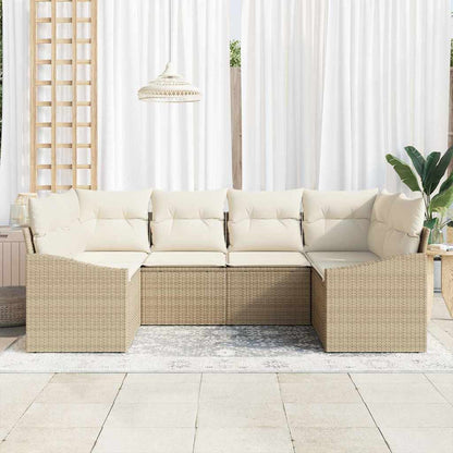 Set Divano da Giardino 6 pz Beige e Crema polyrattan
