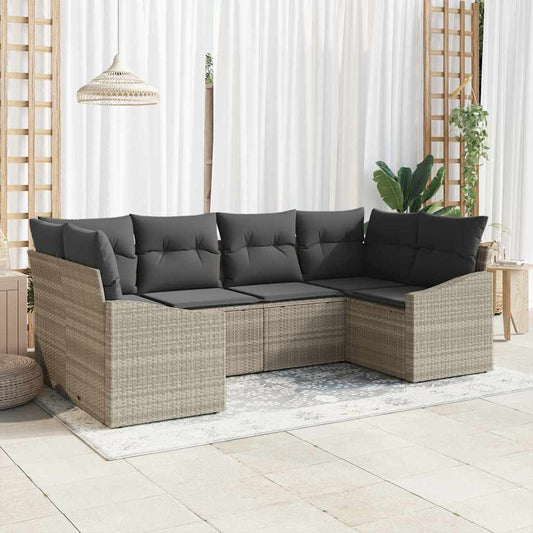 Set Divano da Giardino 6 pcs Grigio chiaro polyrattan
