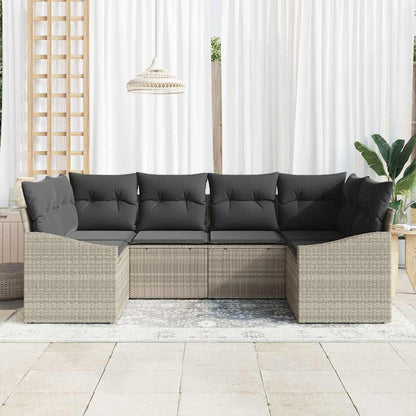 Set Divano da Giardino 6 pz Grigio chiaro polyrattan