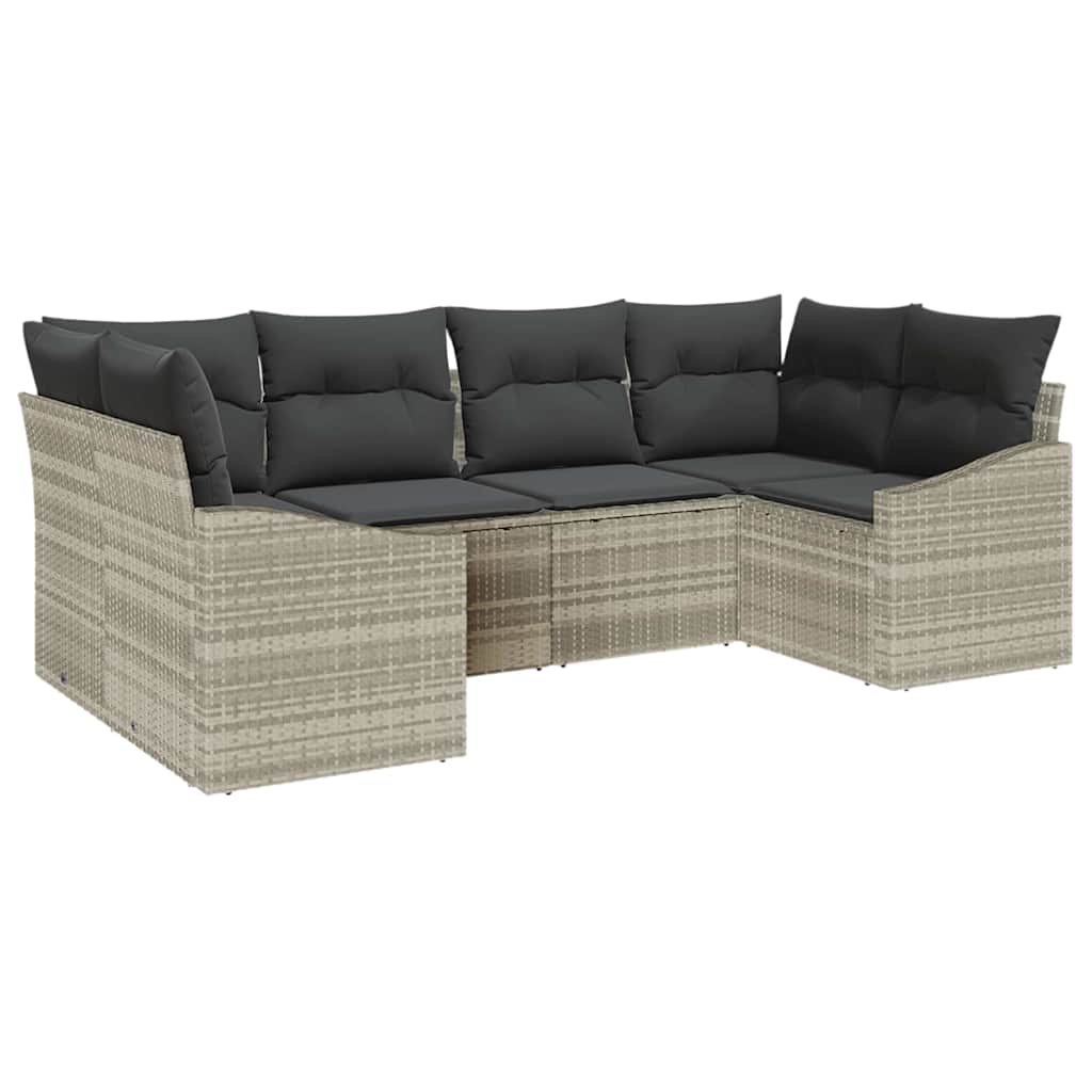 Set Divano da Giardino 6 pz Grigio chiaro polyrattan