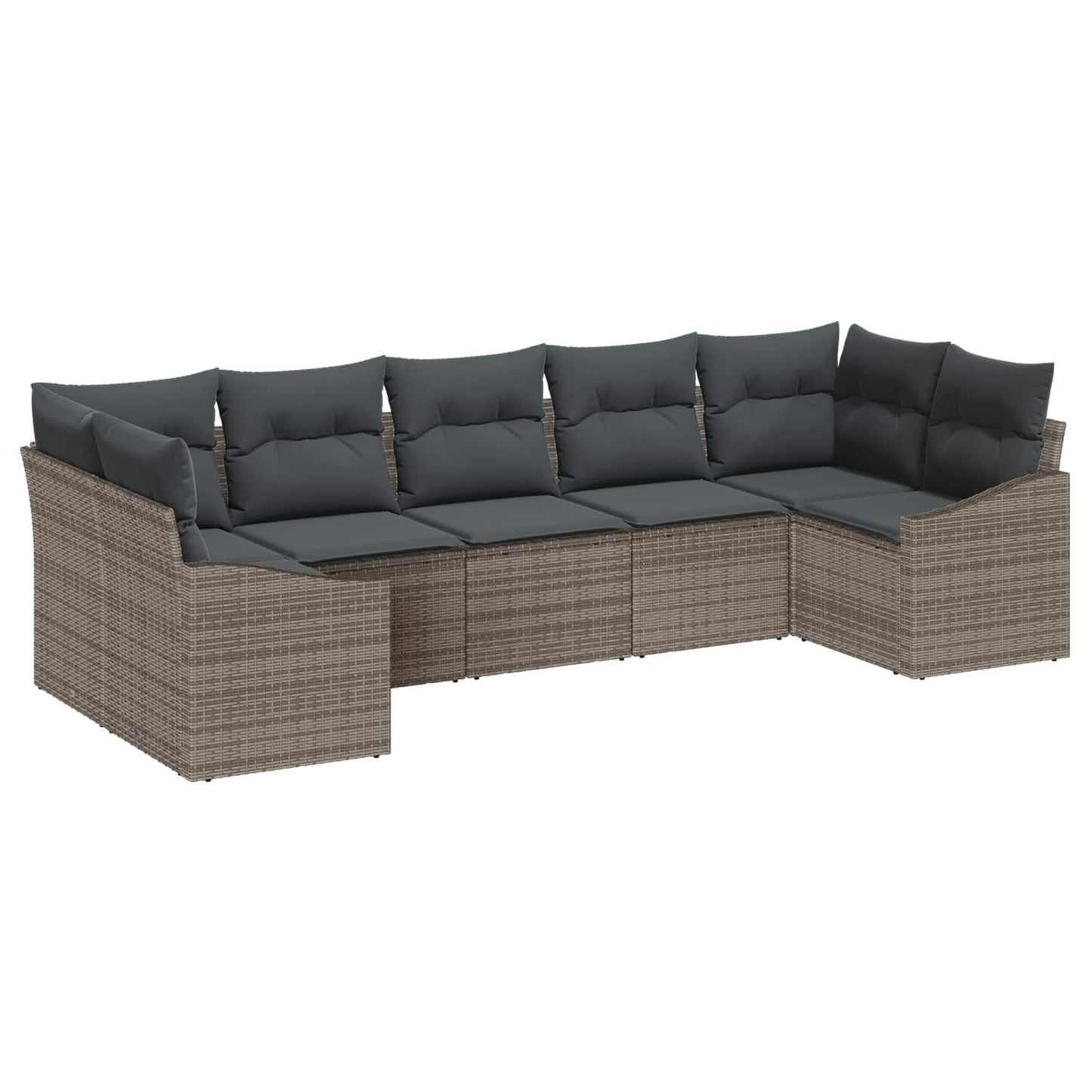 Set Divano da Giardino 7 pcs Grigio polyrattan