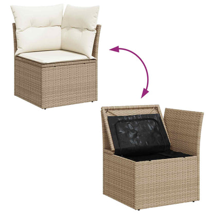 Set Divano da Giardino 9 pcs Beige e Crema polyrattan