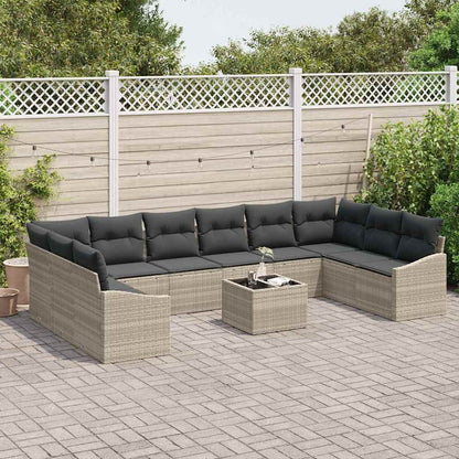 Set Divano da Giardino 11 pcs Grigio chiaro polyrattan