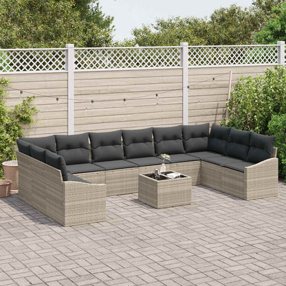 Set Divano da Giardino 11 pcs Grigio chiaro polyrattan