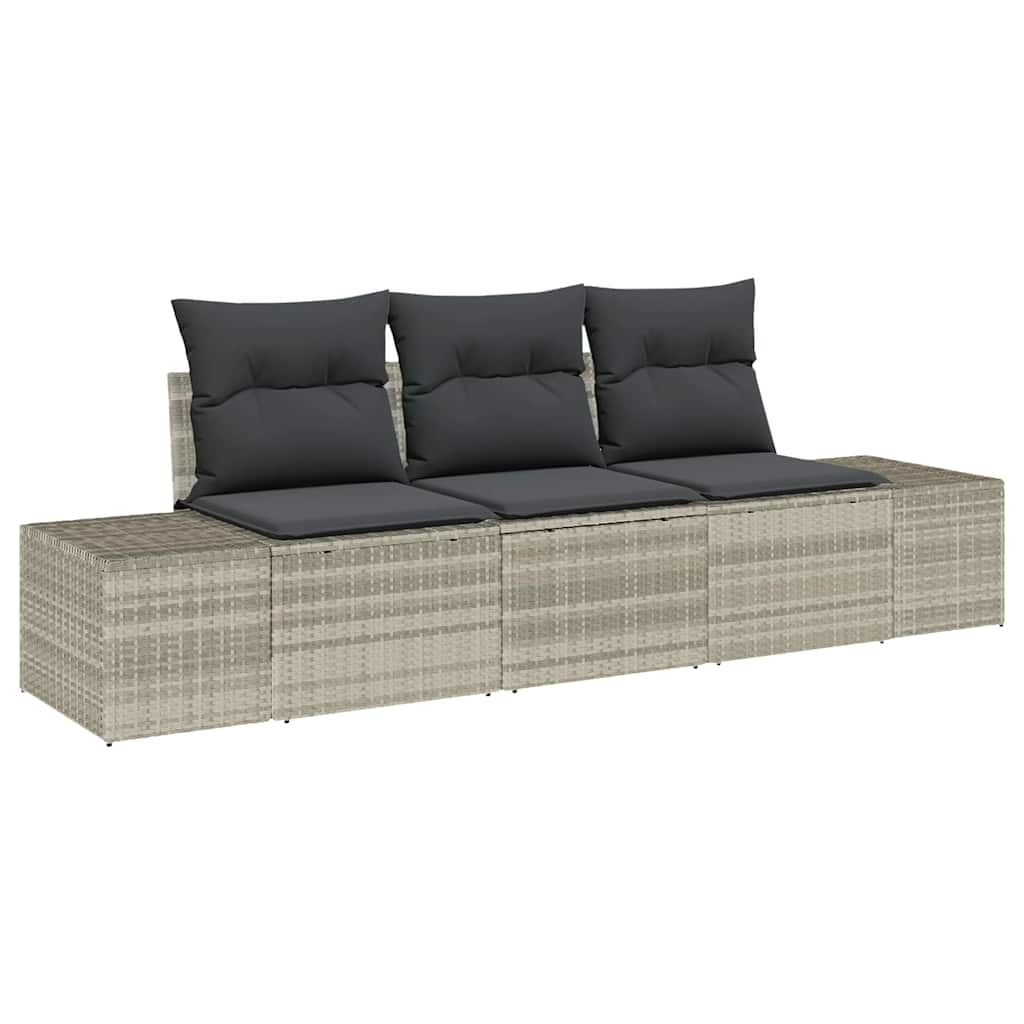 Set Divano da Giardino 3 pz Grigio chiaro polyrattan