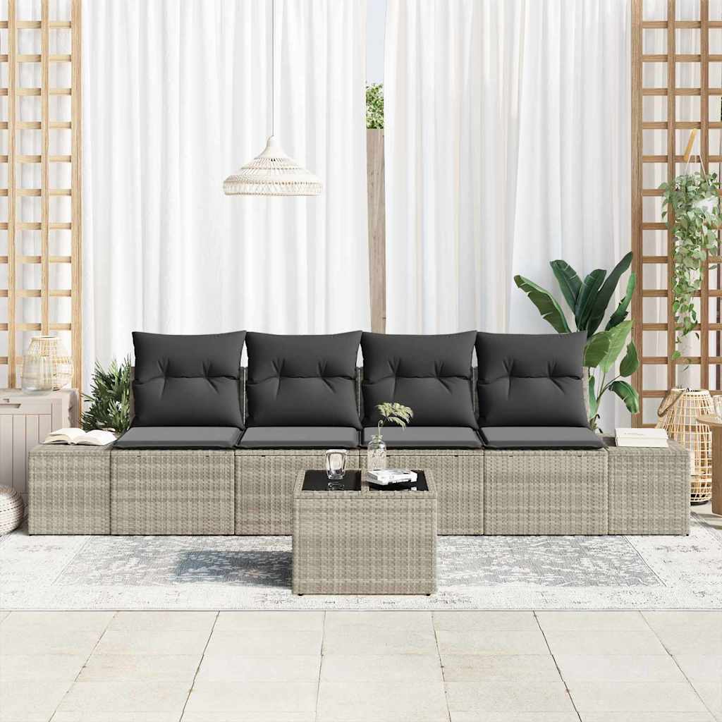 Set Divano da Giardino 5 pcs Grigio chiaro e grigio scuro - homemem39