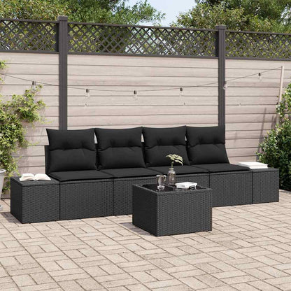 Set Divano da Giardino con cuscino 5 pcs Nero 55 x 55 x 37 cm - homemem39