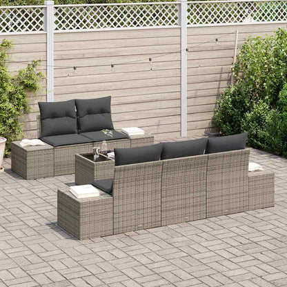 Set Divano da Giardino con cuscino 6 pcs Grigio 55 x 55 x 37 cm - homemem39