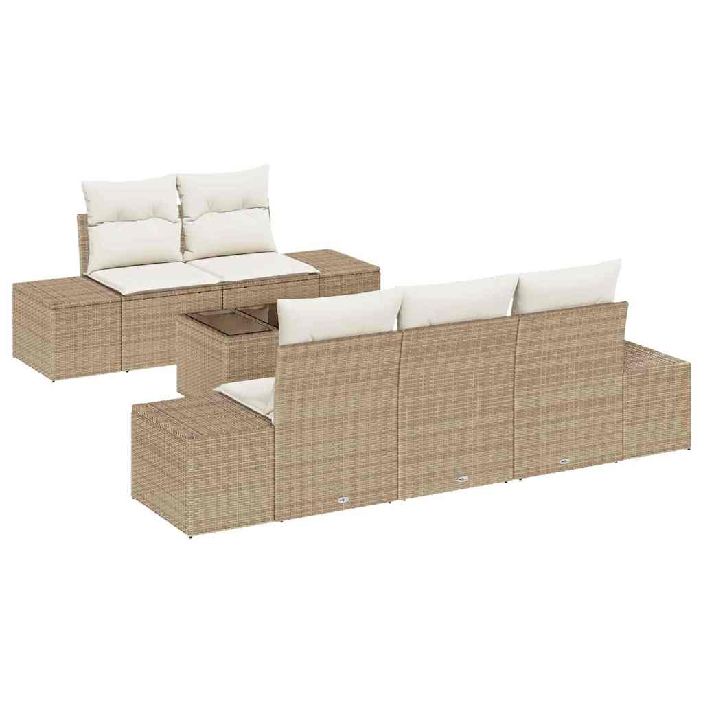 Set Divano da Giardino 6 pcs Beige e Crema 55 x 55 x 37 cm - homemem39
