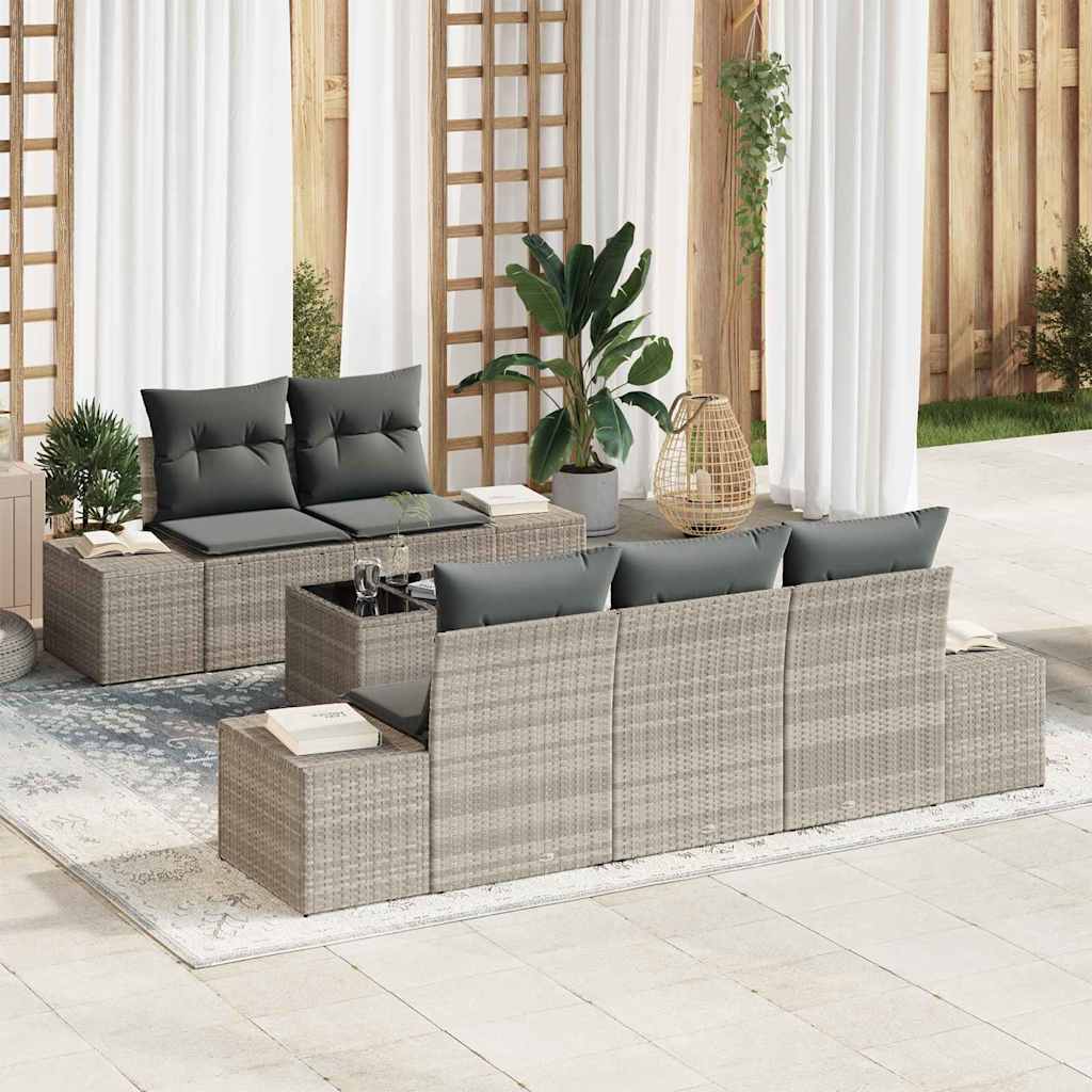 Set Divano da Giardino 6 pcs Grigio chiaro e grigio scuro - homemem39