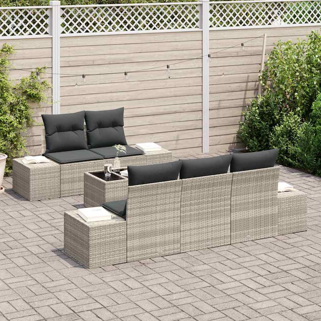 Set Divano da Giardino 6 pcs Grigio chiaro e grigio scuro - homemem39