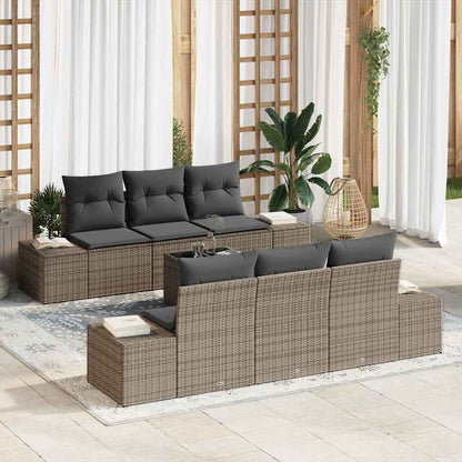 Set Divano da Giardino con cuscino 7 pcs Grigio 55 x 55 x 37 cm - homemem39