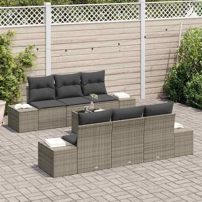 Set Divano da Giardino con cuscino 7 pcs Grigio 55 x 55 x 37 cm - homemem39