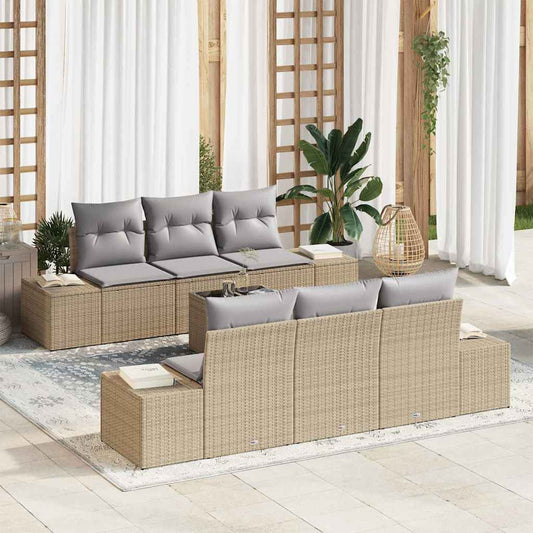 Set Divano da Giardino 7 pcs Beige e grigio 55 x 55 x 37 cm - homemem39