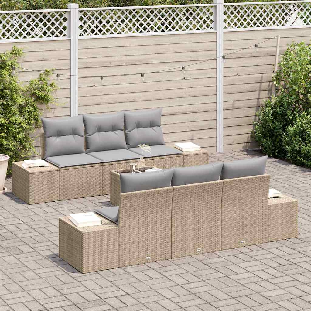 Set Divano da Giardino 7 pcs Beige e grigio 55 x 55 x 37 cm - homemem39