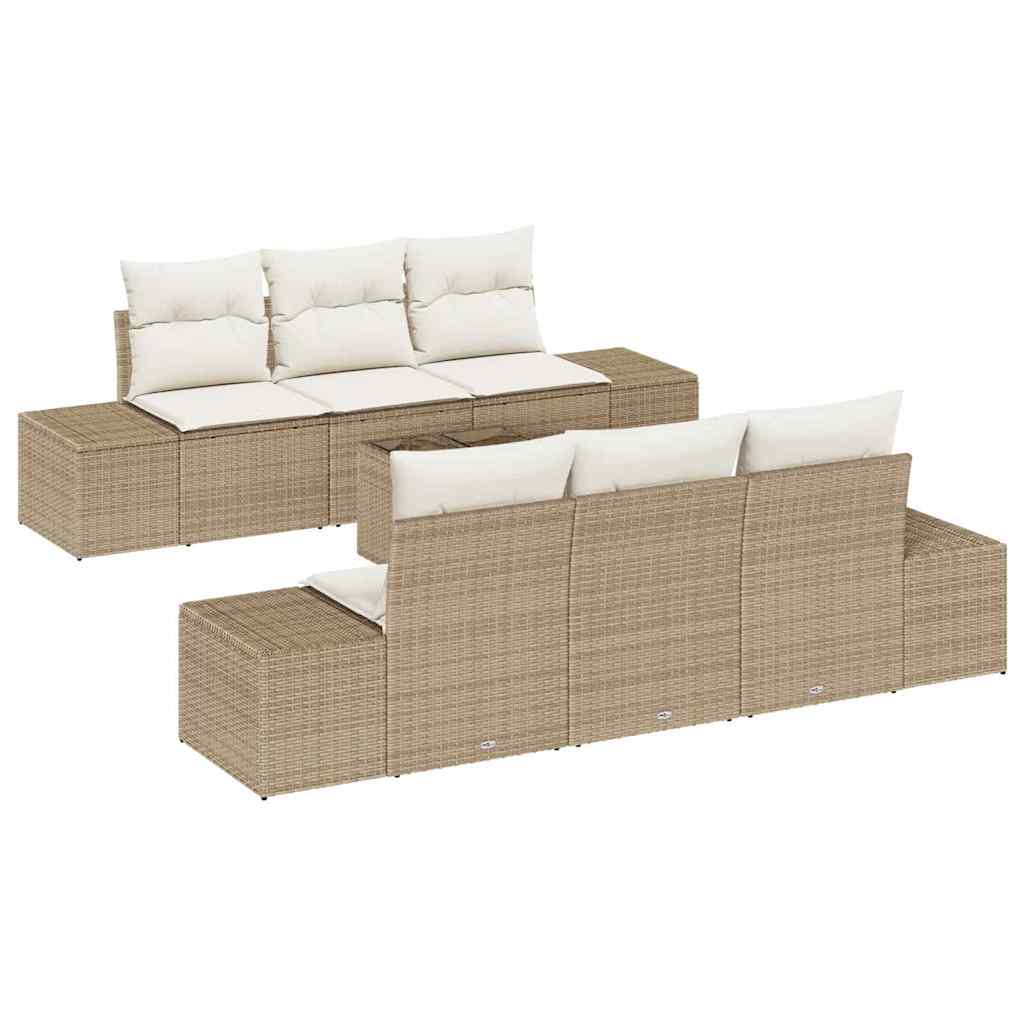Set Divano da Giardino 7 pcs Beige e Crema 55 x 55 x 37 cm - homemem39