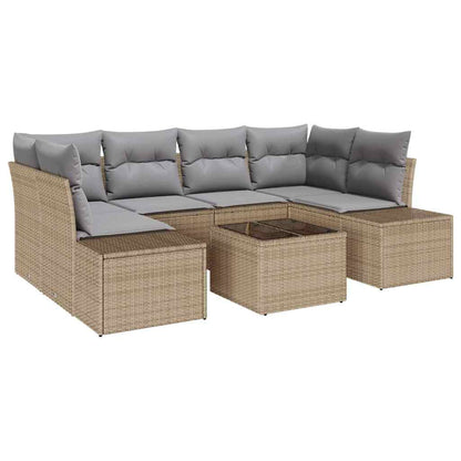 Set Divano da Giardino 7 pcs Beige e grigio 55 x 55 x 37 cm - homemem39
