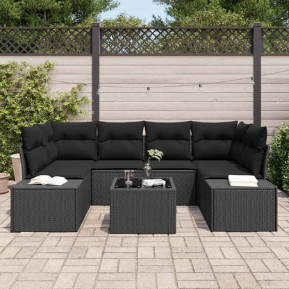 Set Divano da Giardino con cuscino 7 pcs Nero 55 x 55 x 37 cm - homemem39