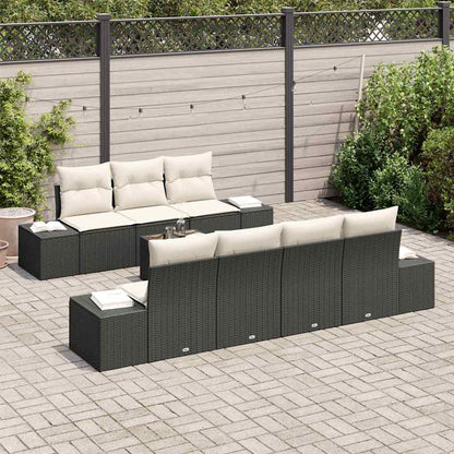 Set Divano da Giardino 8 pcs Nero e Crema 55 x 55 x 37 cm - homemem39