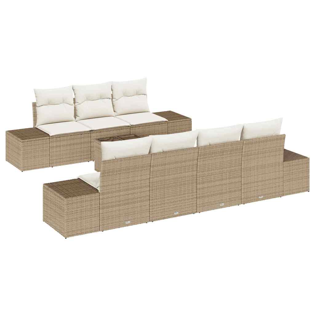 Set Divano da Giardino 8 pcs Beige e Crema 55 x 55 x 37 cm - homemem39