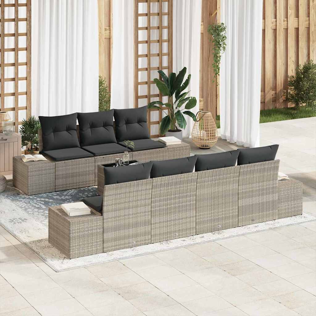 Set Divano da Giardino 8 pcs Grigio chiaro e grigio scuro - homemem39