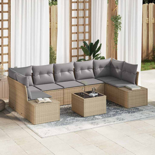 Set Divano da Giardino 8 pcs Beige e grigio 55 x 55 x 37 cm - homemem39