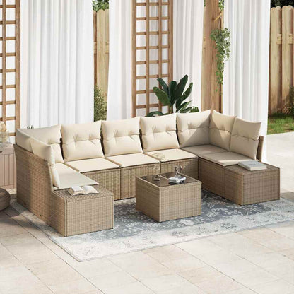 Set Divano da Giardino 8 pcs Beige e Crema polyrattan