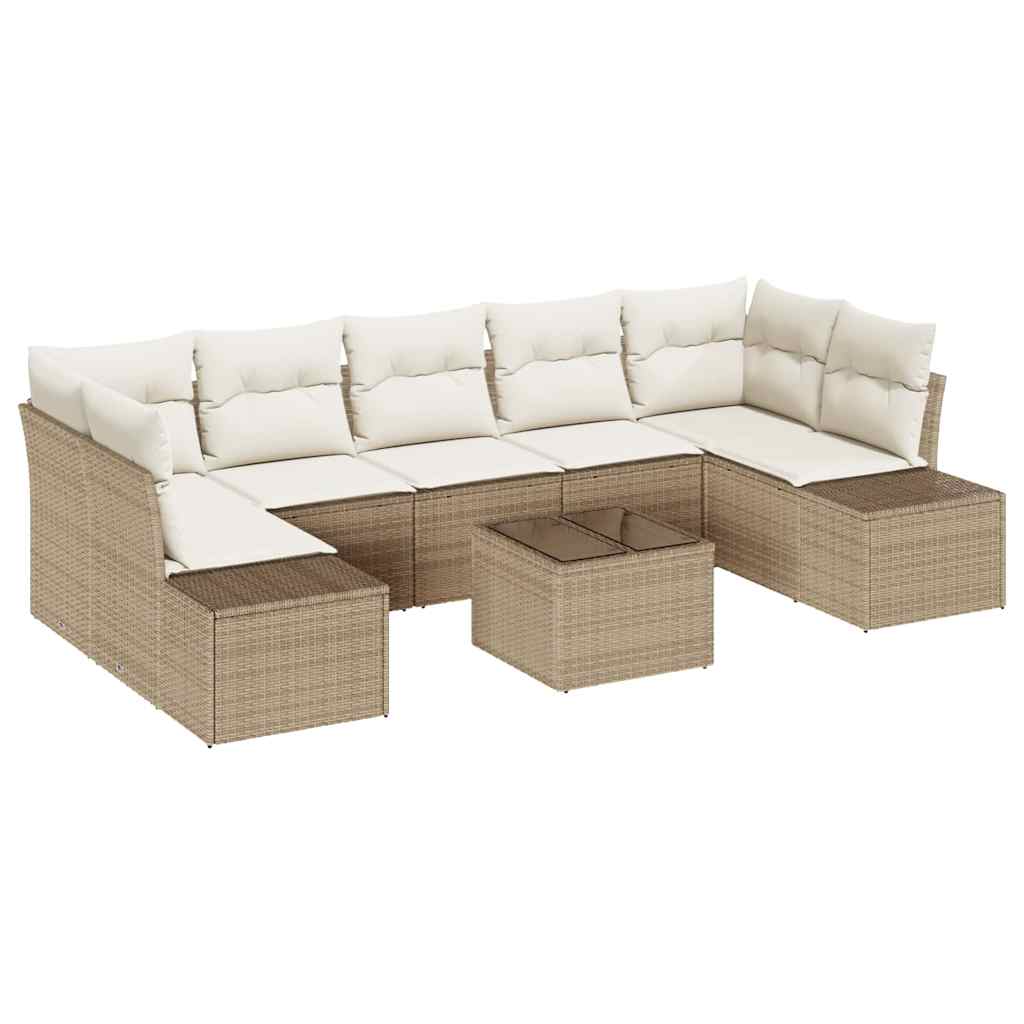 Set Divano da Giardino 8 pcs Beige e Crema polyrattan