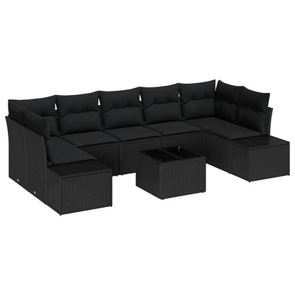 Set Divano da Giardino con cuscino 8 pcs Nero 55 x 55 x 37 cm - homemem39
